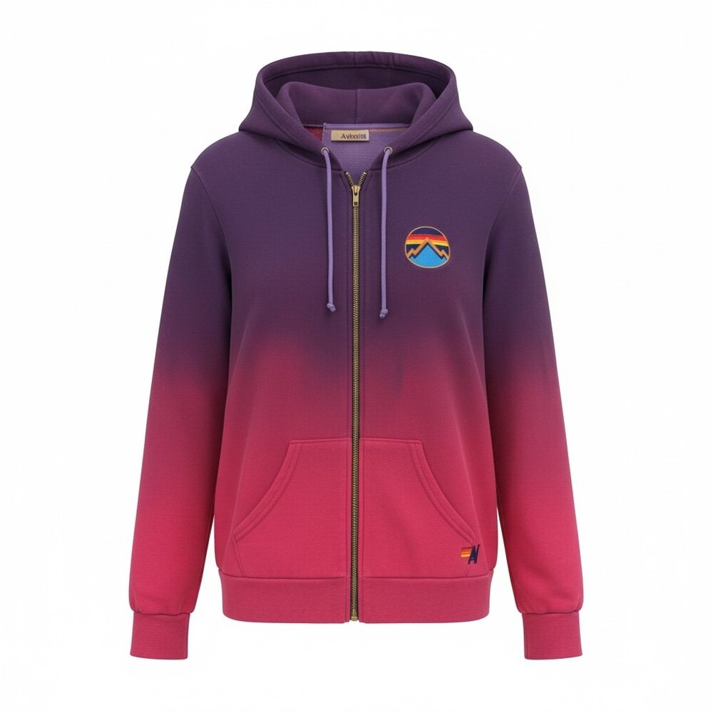 Aviator Nation Ombré Purple Pink Zip Up Hoodie Medium 💜🩷